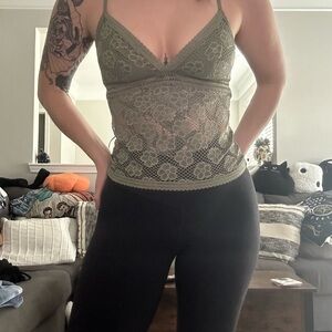 Aerie Sage Green Lace Tank Top